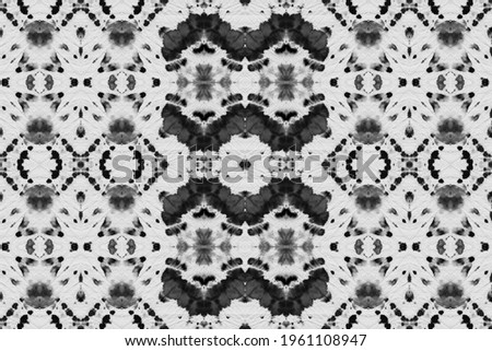 Dye Effect Seamless. Ethnic Abstract. Bohemian Stripes Print. Black White Mottled Ornament. Graphic Bohemian Tile. Grey Tie Dye Rug. Watercolor Background. Bleached Textile.