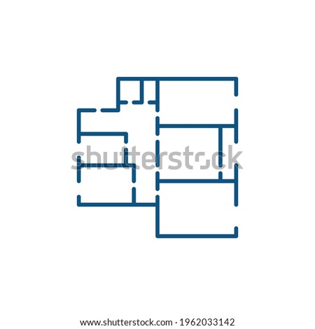 Apartment Floor Plan vector concept simple blue icon or symbol