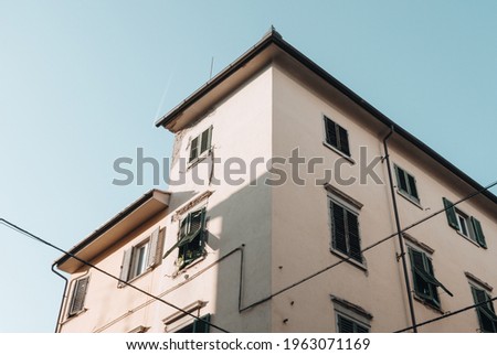 italian mediterranean house front with sky 