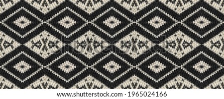 Seamless Ethnic Pattern. Wicker Embroidery Pale Print. Aztec Cloth. Geometric Strips Yarn. Wicker Christmas Knitted. Rug macrame Decorative Folk Design.