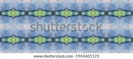 Ethnic Design.  Lavender Cold Background. Watercolor Stains. Ethnic Design.  Blue Seamless Painted Stains. Antique Sapphire Tile. Xanthous Pattern.