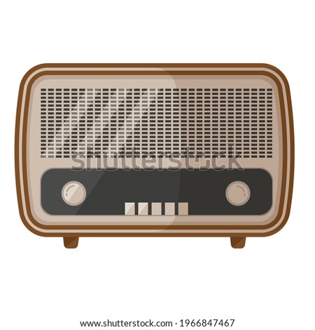 Retro radio vector illustration isolated on white background. Vintage radio icon: 40s, 50s, 60s, 70s style. Electronic device for listening to music.