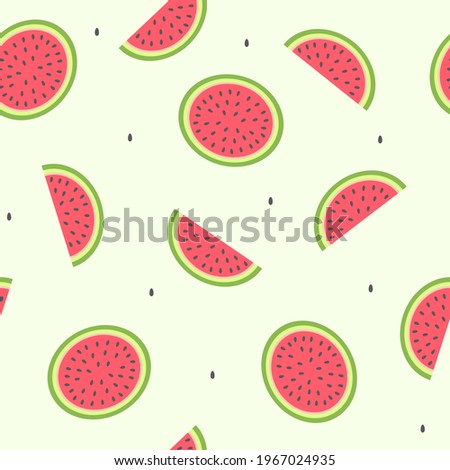 Seamless stylish pattern of summer watermelon slices background in flat style. ready to use for cloth, textile, wrap and other.