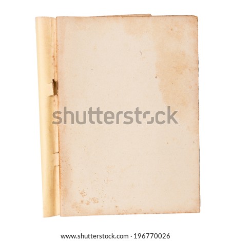 Old yellow notebook isolated on white background