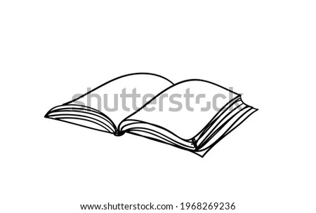 open book on white background, line drawing style, vector design