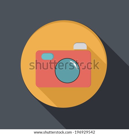 paper flat icon with a shadow. photo camera