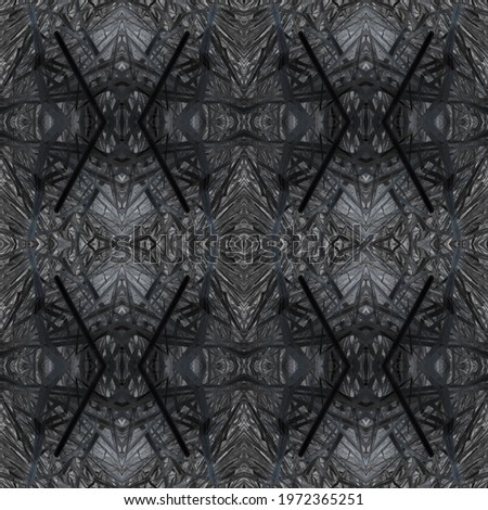 Dark Horizontally seamless design. Ornate Tile Background Ethnic Ornament Print. Golden Black Oriental style. Dark Texture. Bright Kaleidoscope Effect. Floral Pattern. Floral Design.