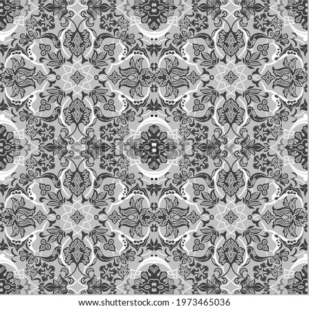 Arabic floral frieze in grayscale