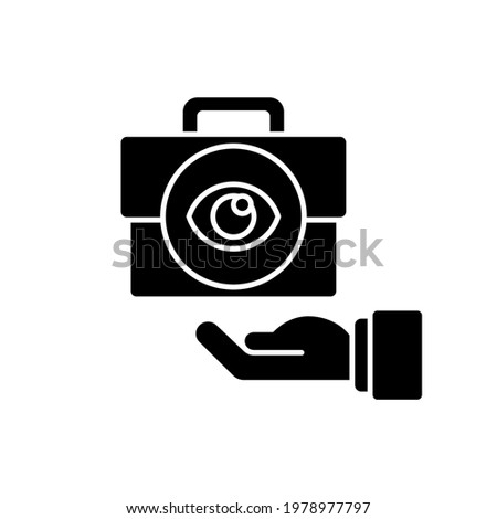 Transparency black glyph icon. Business mission. Company vision. Core corporate values and ethics. Service with integrity. Silhouette symbol on white space. Vector isolated illustration