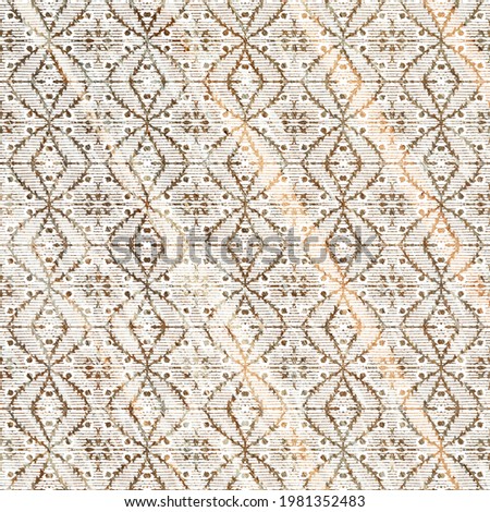 Geometric repeat boho pattern with distressed texture and color
