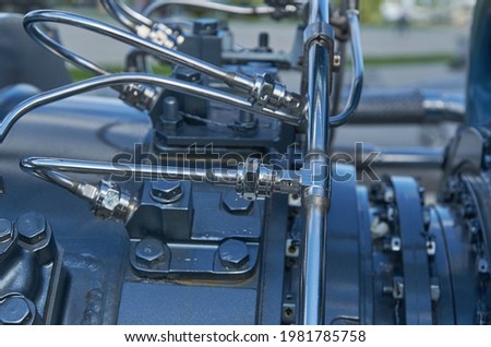 Details of the M75RU marine gas turbine engine close-up