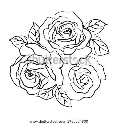 Black Silhoutte of Rose Vector Illustration