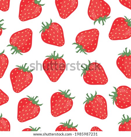 Seamless pattern of red fresh strawberry background. Strawberry Love Cards Vector Illustration.