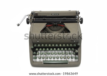 Very old typewriter isolated in white