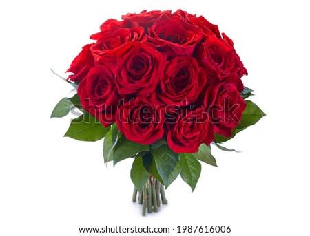 Elegant Wedding Bouquet of flowers isolated on white background. large bouquet of red roses. Floral composition