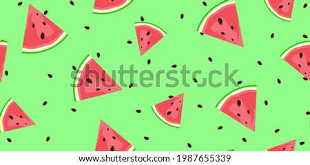 Summer Flat Seamless pattern Background with watermelon. Vector Illustration EPS10