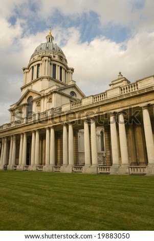 Detail of colonnade, Royal Naval College, Greenich, UK