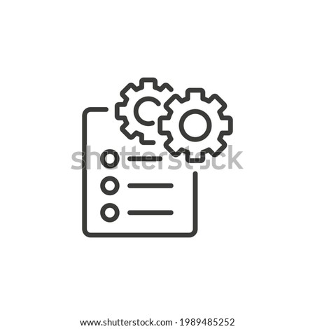 Attributes line icon. Simple outline style. Attribute, document, gear, success, technology concept. Vector illustration isolated on white background. Thin line symbol stroke EPS 10.