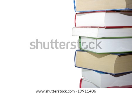 Stack of different books isolated on white background. Clipping path.