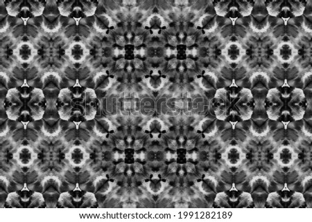 Tie Dye Texture Repeat. Ethnic Pattern. Chevrons Psychedelic Pattern. Grey Hippie Ornament. Abstract Texture. Black White Tie Dye Rug. Watercolor Textile Print. Washed Effect.