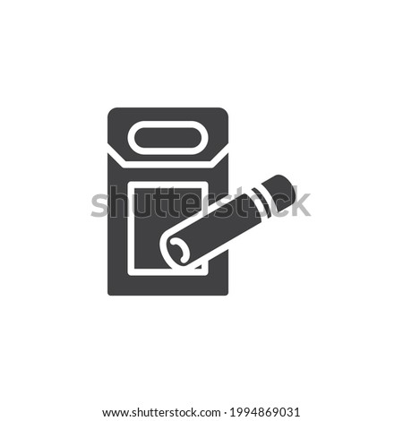 Cigarette box vector icon. filled flat sign for mobile concept and web design. Pack of cigarettes glyph icon. Symbol, logo illustration. Vector graphics