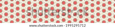 Seamless pattern with cute watermelon slices