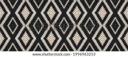 Seamless Ethnic Ornament. Wicker Embroidery Brown Print. Russian Design. Thematic Strips Embroidery. Wicker Cultural Mat. Rug macrame Traditional Ethnic Pattern.