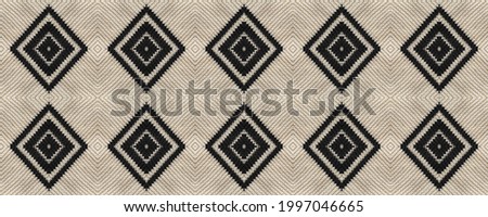 Seamless Ethnic Pattern. Woven Tapestry Brown Print. Mayan Ethnic Embroidery. Delicate Rhombus Mouline. Wicker Georgian Woolen. Rug macrame Old Picture.