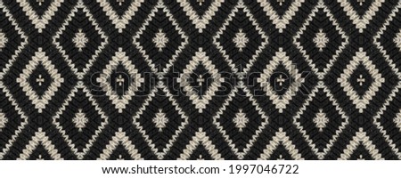 Seamless Ethnic Ornament. Wicker Embroidery Light Print. Native Cloth. Delicate Strips Mouline. Wicker Arabesque Wicker. Rug macrame Needlework Pattern.