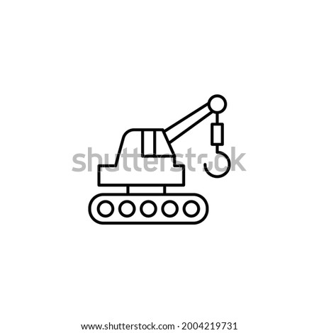 crane machinery icon in flat black line style, isolated on white background 