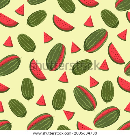Summer picnic seamless pattern vector. Watermelon. Summertime