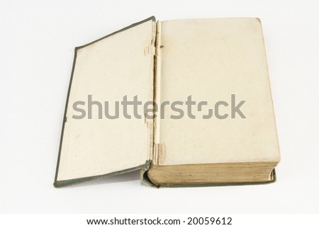Very old open book with grungy blank pages for your text or imagery