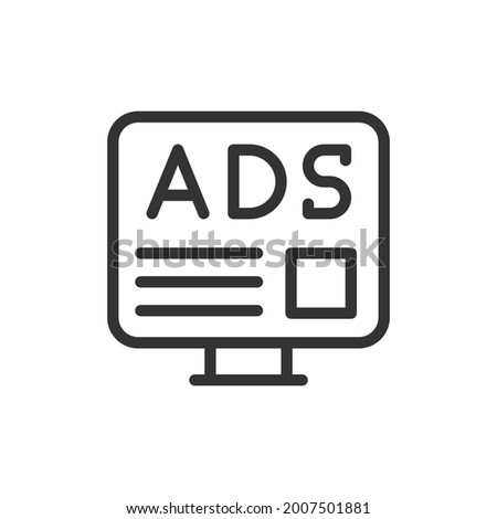 Simple advertisment line icon. Premium symbol in stroke style. Design of advertisment icon. Vector illustration.