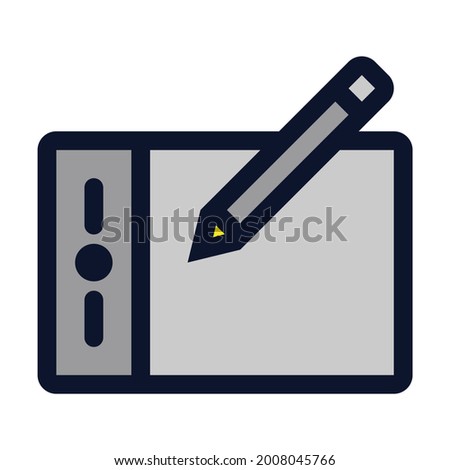 Pen Tablet. Simple Vector Color Icon.