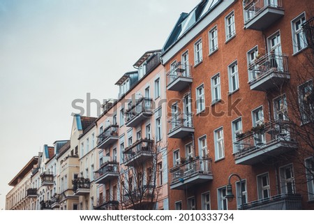 beautiful orange apartment building at prenzlauer berg, berlin