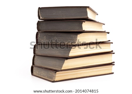 a stack of books on white. background from books. Books close up