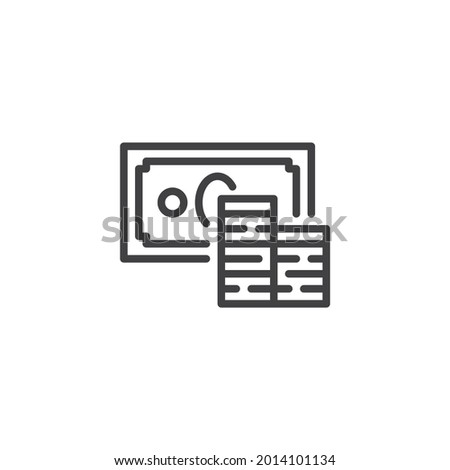 Coins and paper money line icon. linear style sign for mobile concept and web design. Cash money savings outline vector icon. Symbol, logo illustration. Vector graphics