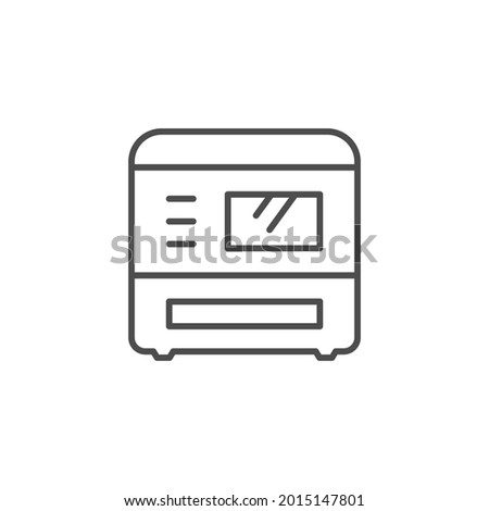 Multifunction printer line outline icon isolated on white