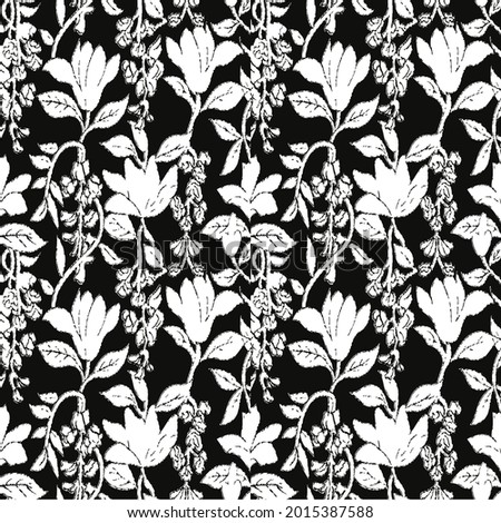 Seamless Flowers pattern. Background for greeting card, website, printing on fabric, gift wrap, postcard and wallpapers