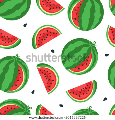 Watermelon  pattern on white background. Vector Illustration