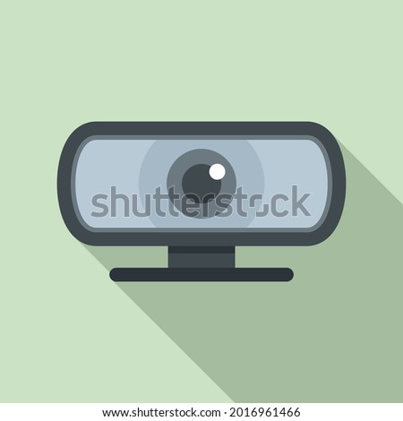 Conference web camera icon flat vector. Video camcorder. Movie film