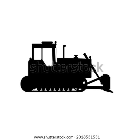 Crawler bulldozer icon. Construction machinery. Flat vector illustration.