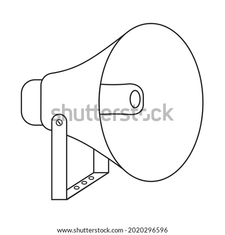loudspeaker, black contour line, vector doodle illustration