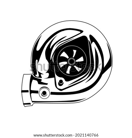 Turbocharger monochrome illustration black and white car part