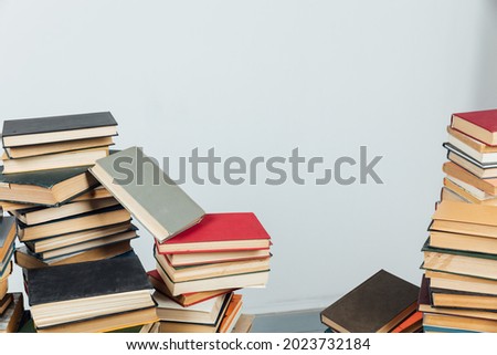 Stacks of books for teaching knowledge library university school white background