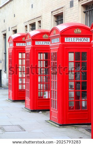 London UK. London red telephone booths of Covent Garden.