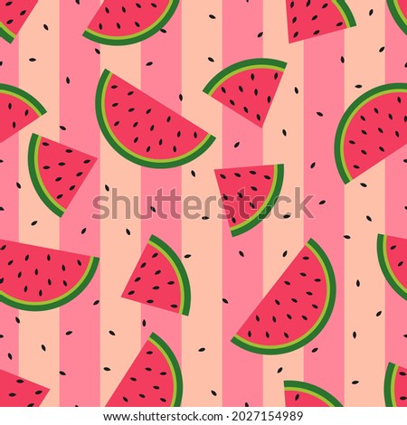 Seamless watermelons pattern. Vector background. Flat design.