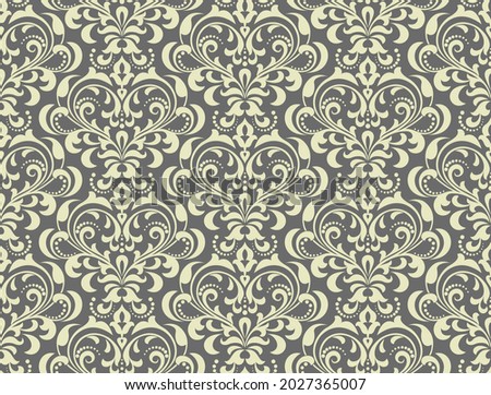 Floral pattern. Vintage wallpaper in the Baroque style. Seamless vector background. Gray ornament for fabric, wallpaper, packaging. Ornate Damask flower ornament