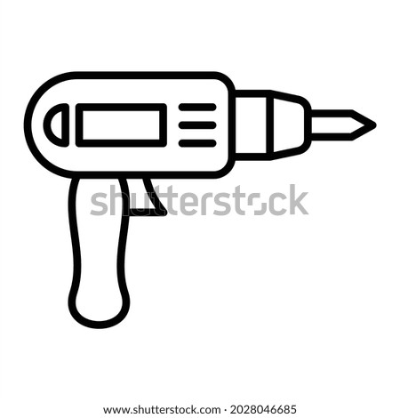 Drill Vector Outline Icon Isolated On White Background
