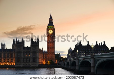 Big Ben and Houses of parliament in London